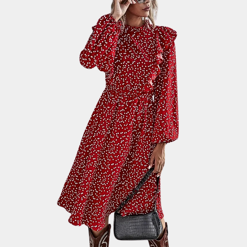 Stacy - Damenkleid mit vollem Arm und Rüschen