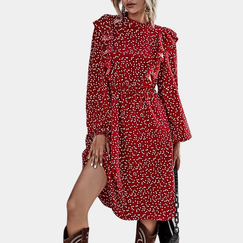 Stacy - Damenkleid mit vollem Arm und Rüschen