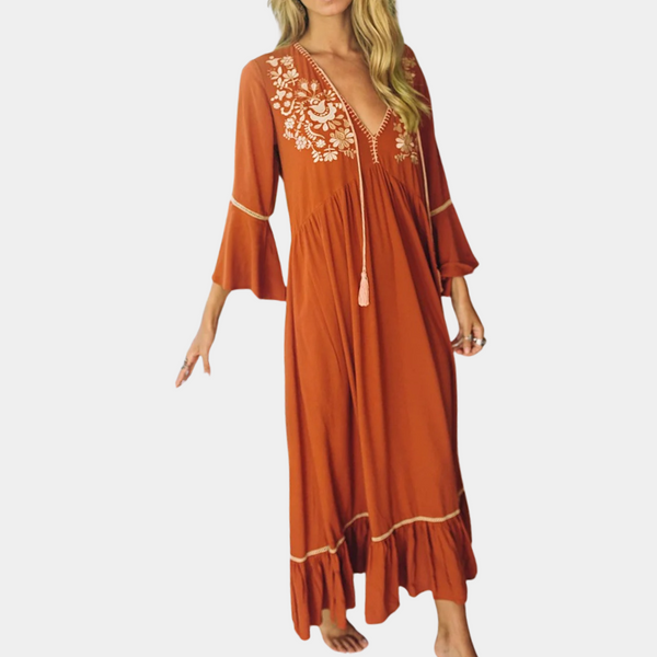 Elegante und bequeme Damenkleid mit V-Ausschnitt