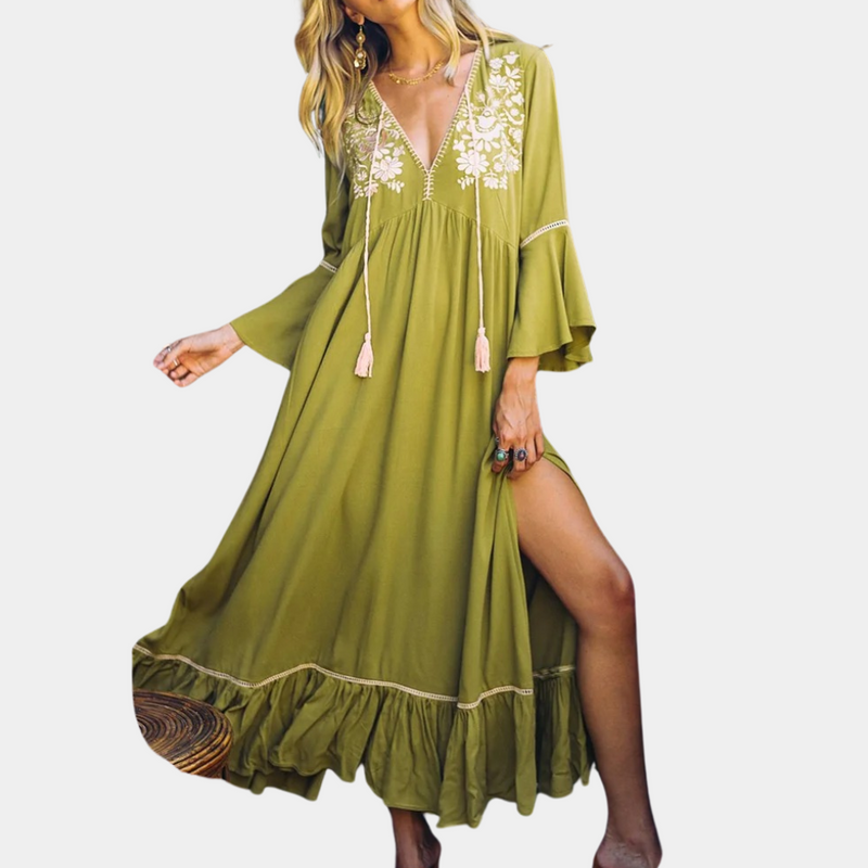 Elegante und bequeme Damenkleid mit V-Ausschnitt