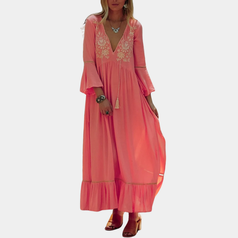 Elegante und bequeme Damenkleid mit V-Ausschnitt