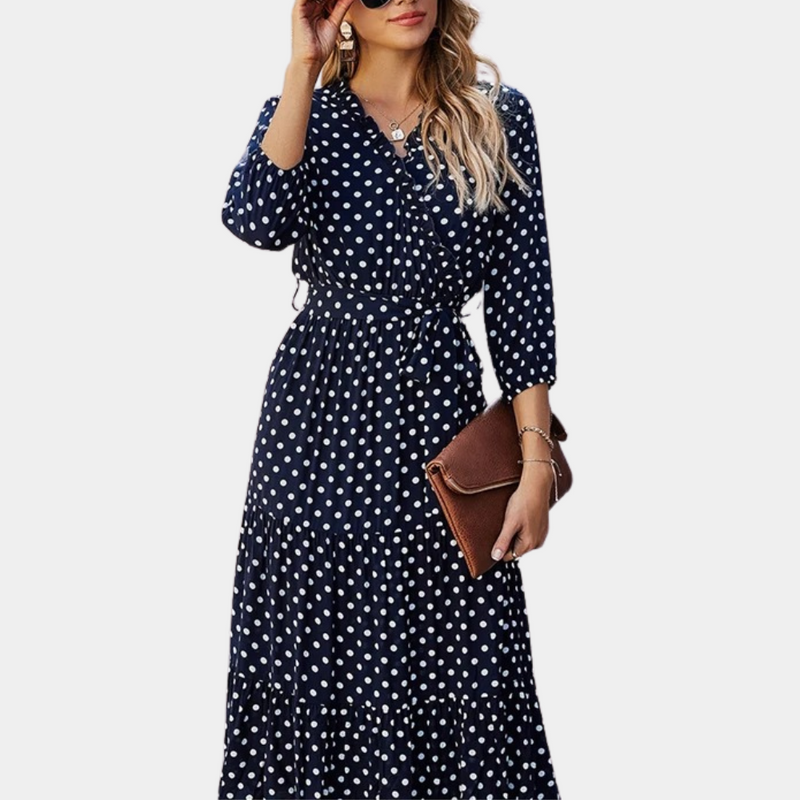 Celine - Einfache V-Ausschnitt Damenkleid