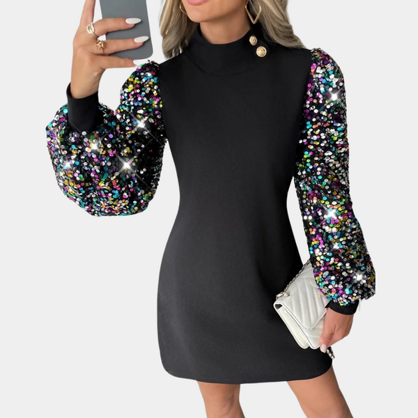 Lora - Pailletten-Kleid mit langen Ärmeln für Damen