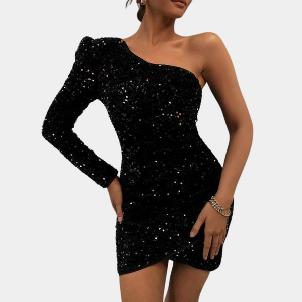 Lucienne - Pailletten-Kleid mit einem Schulterdesign für Damen