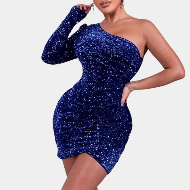 Lucienne - Pailletten-Kleid mit einem Schulterdesign für Damen