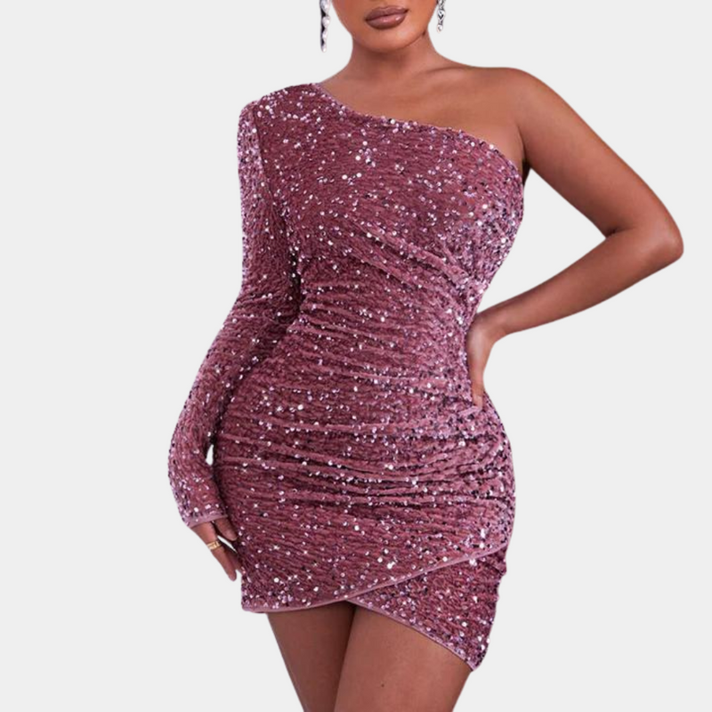 Lucienne - Pailletten-Kleid mit einem Schulterdesign für Damen