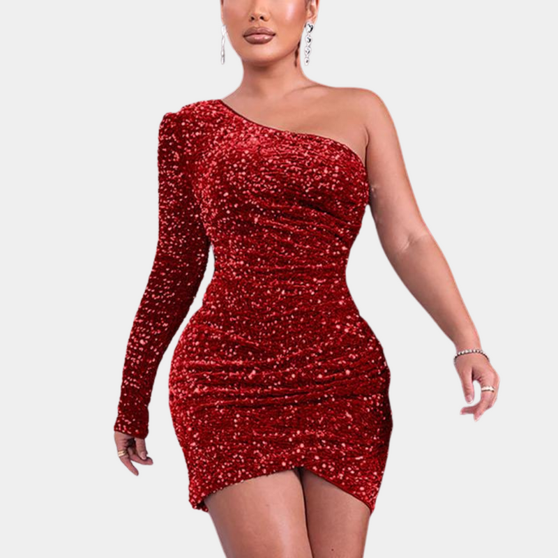 Lucienne - Pailletten-Kleid mit einem Schulterdesign für Damen