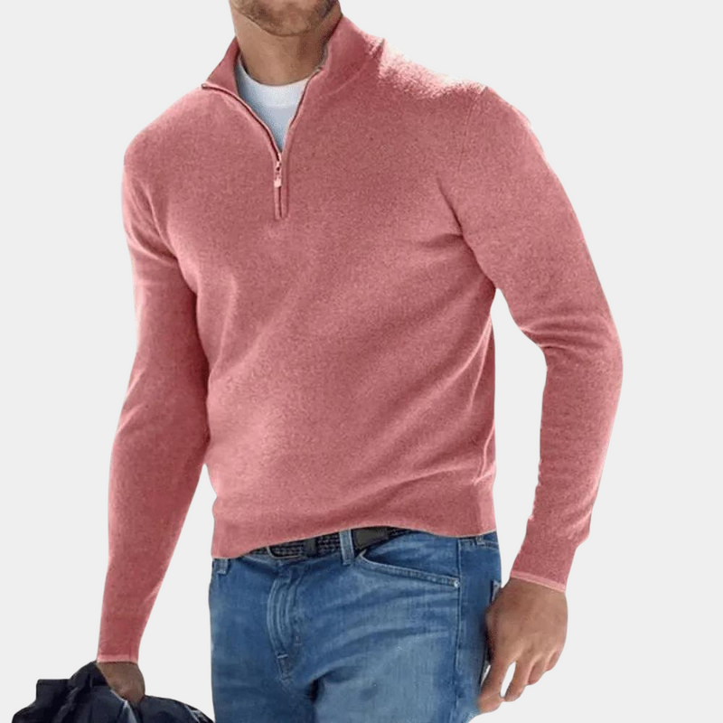 Weicher Herrenpullover mit Halbreißverschluss