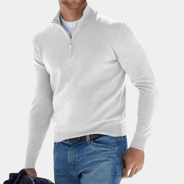 Weicher Herrenpullover mit Halbreißverschluss