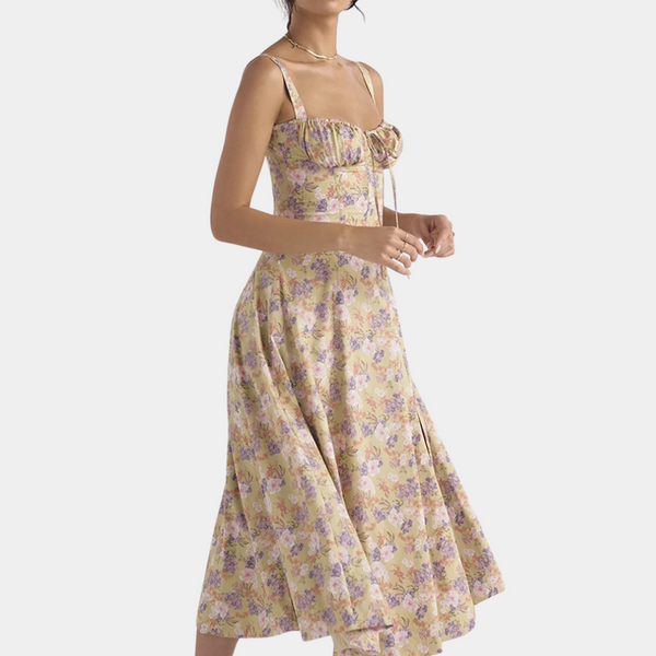 Elegante blumige Damenkleid mit Spaghettiträgern