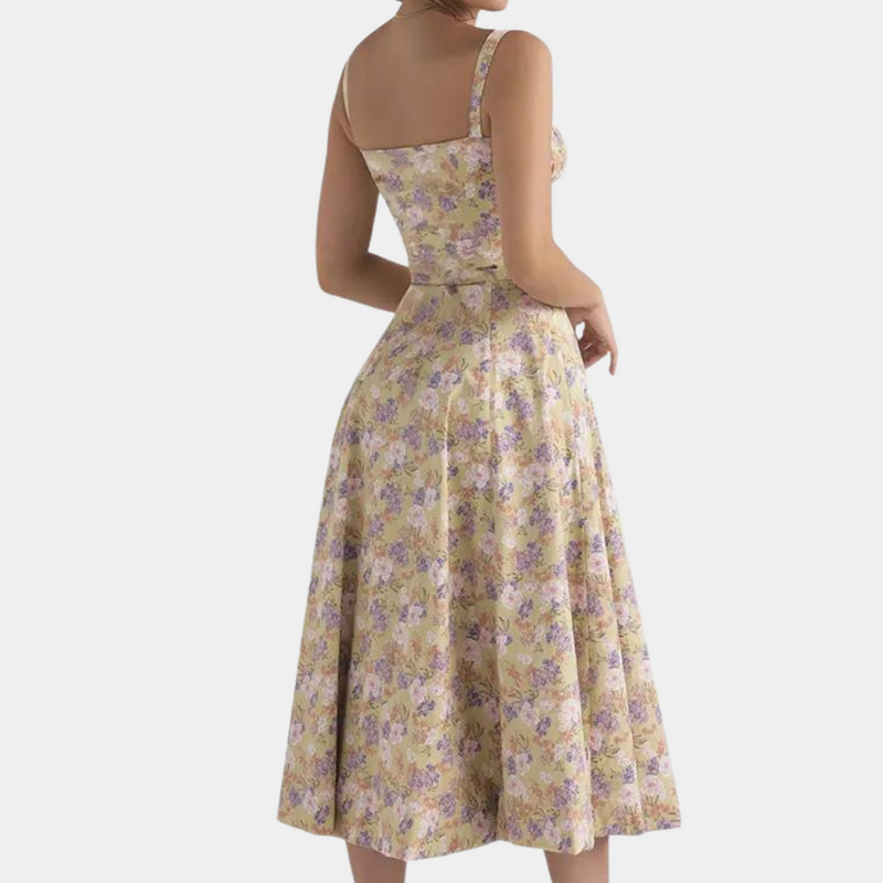 Elegante blumige Damenkleid mit Spaghettiträgern