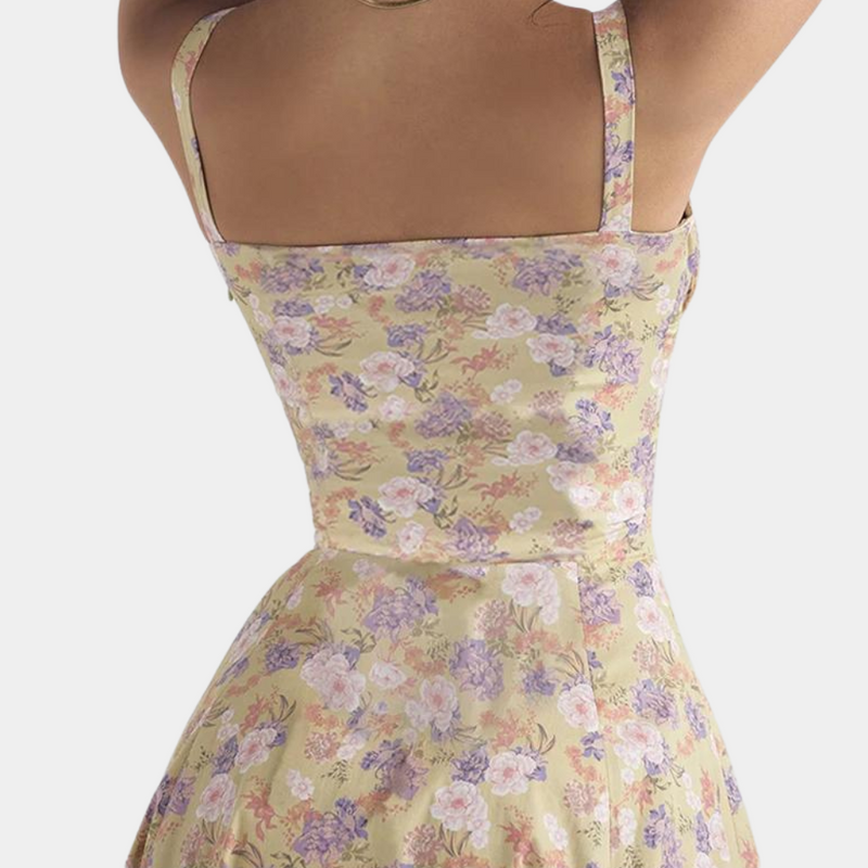Elegante blumige Damenkleid mit Spaghettiträgern