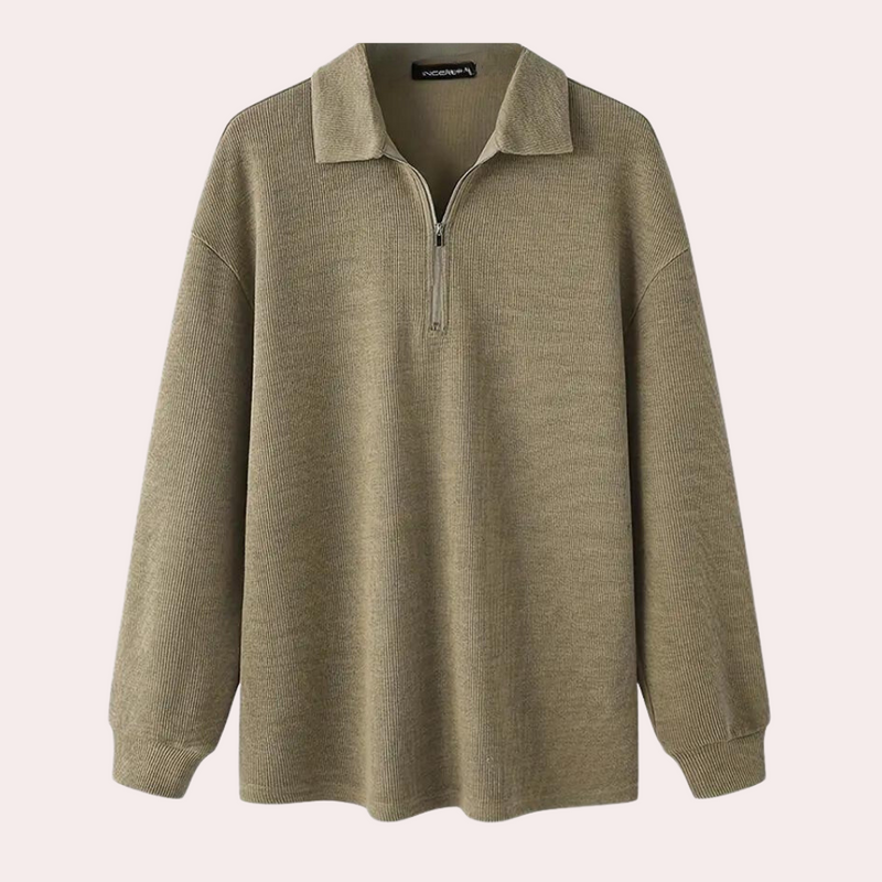 Warme gerippte Herren-Hoodie mit Reißverschluss