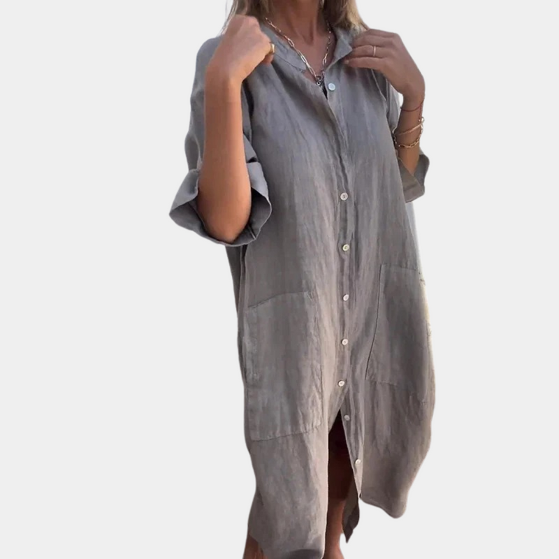 Bequemes und stilvolles Damenhemdkleid mit Taschen