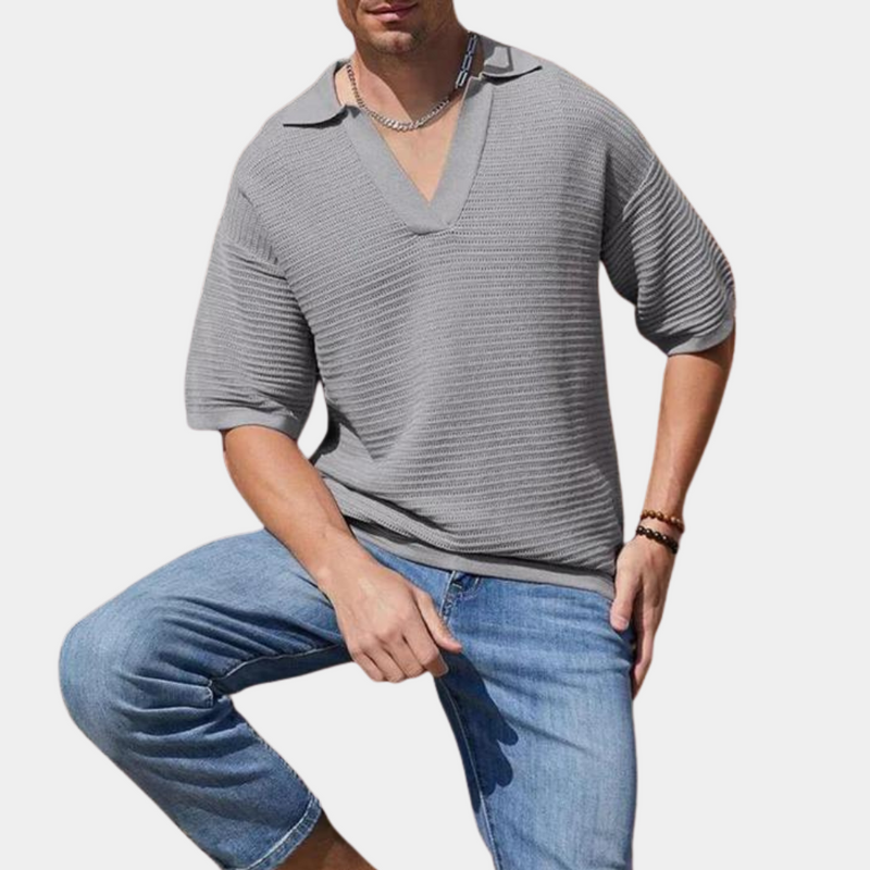 Alvin - Herren Sommer T-Shirt mit V-Ausschnitt