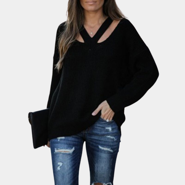 Eva - Modischer Damen-Pullover mit V-Ausschnitt