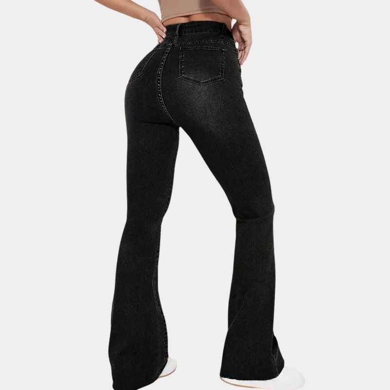 Elegante Damenhose mit hohem Bund und weitem Bein
