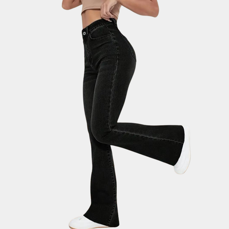 Elegante Damenhose mit hohem Bund und weitem Bein