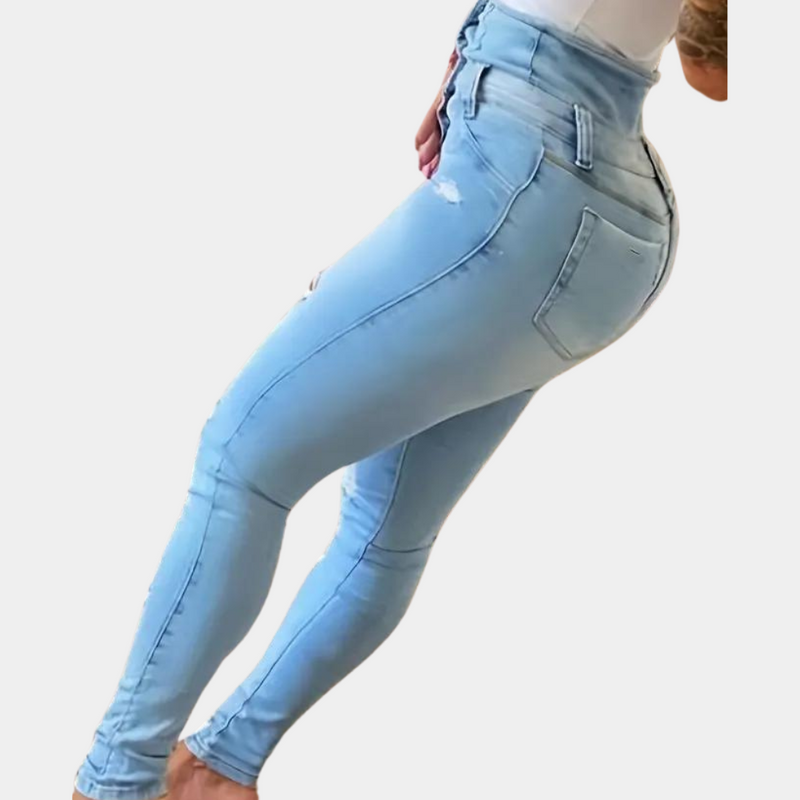 Elegante, hohe Taille beschädigte Jeans für Damen