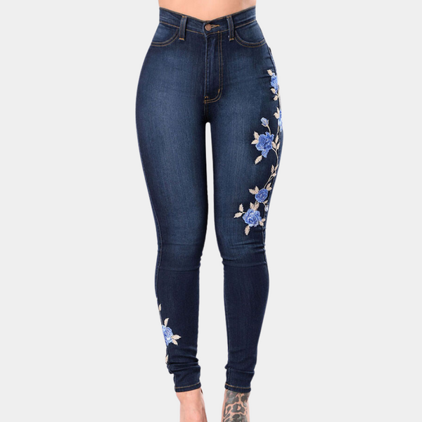 Elegante, geborduurte Skinny Jeans für Damen mit Komfort