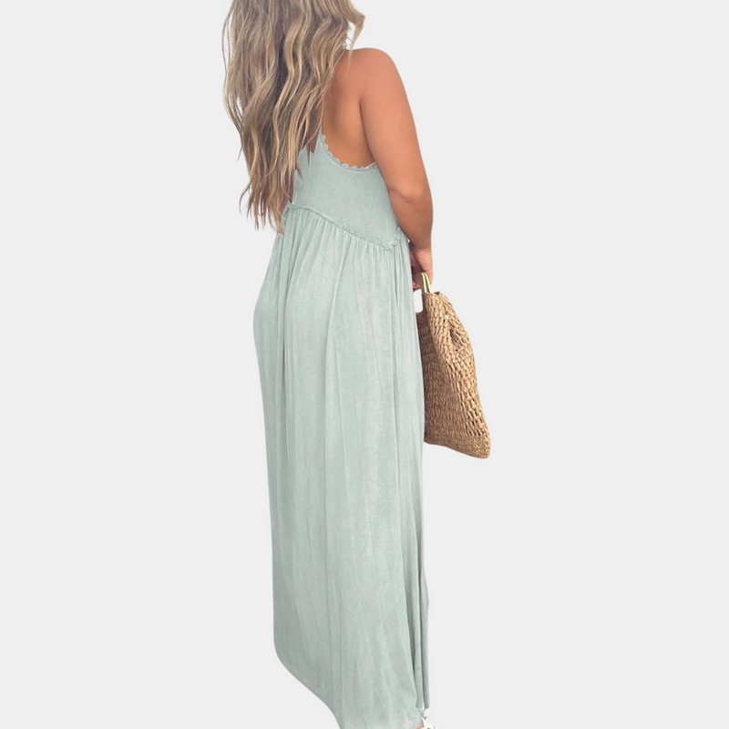 Elegantes Langes Damenkleid mit Lässigem Schlitz für den Sommer