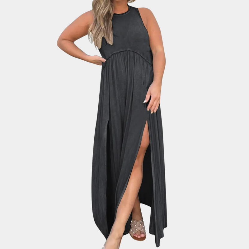 Elegantes Langes Damenkleid mit Lässigem Schlitz für den Sommer