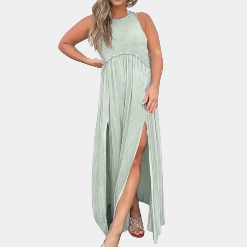 Elegantes Langes Damenkleid mit Lässigem Schlitz für den Sommer