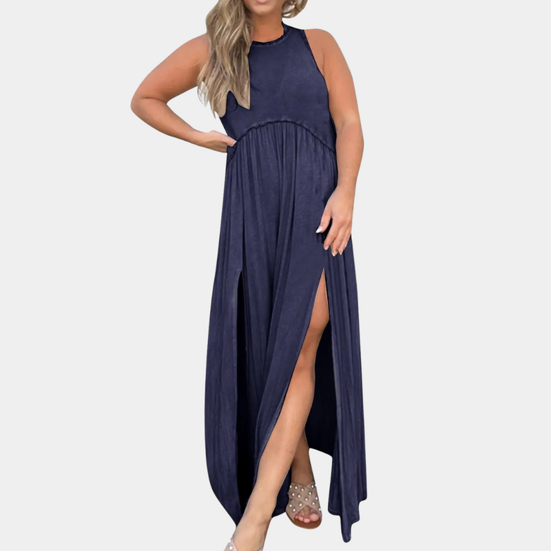 Elegantes Langes Damenkleid mit Lässigem Schlitz für den Sommer