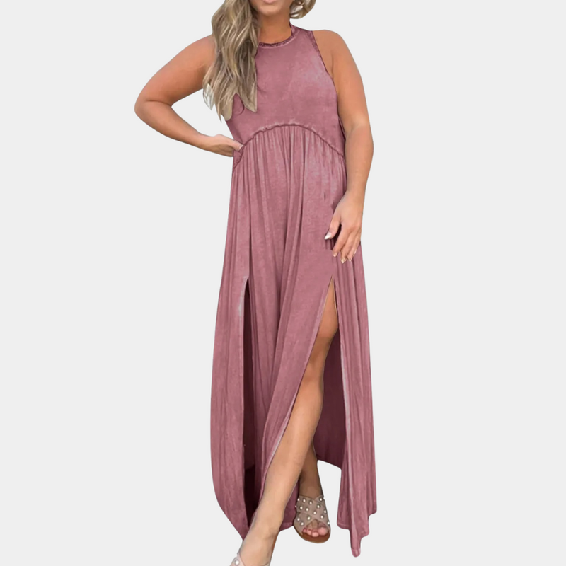 Elegantes Langes Damenkleid mit Lässigem Schlitz für den Sommer