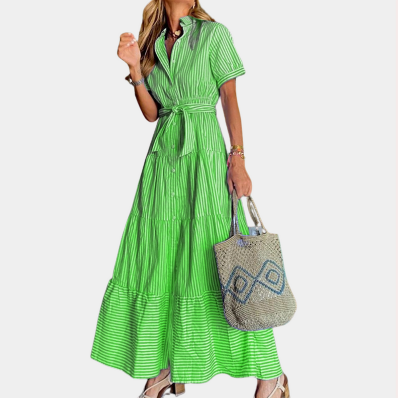 Damen Maxikleid | Gestreift & Elegant | Luftiger Schnitt | Fließender Stoff