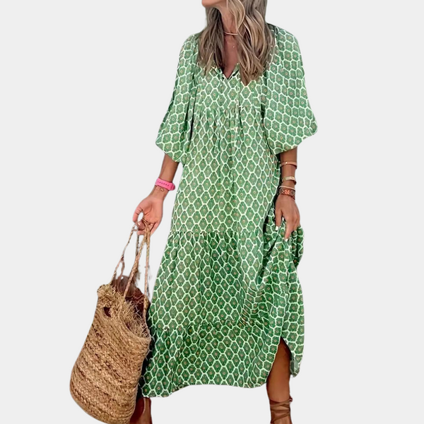 Elegantes Maxi-Kleid mit Puffärmeln für jeden Anlass