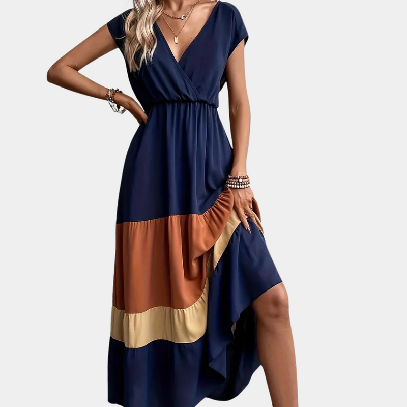 Elegante lässige Damenkleid mit v-hals für jeden Anlass