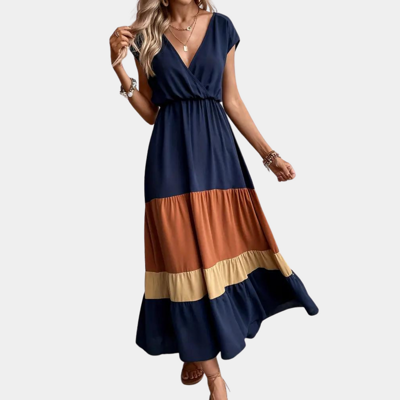 Elegante lässige Damenkleid mit v-hals für jeden Anlass