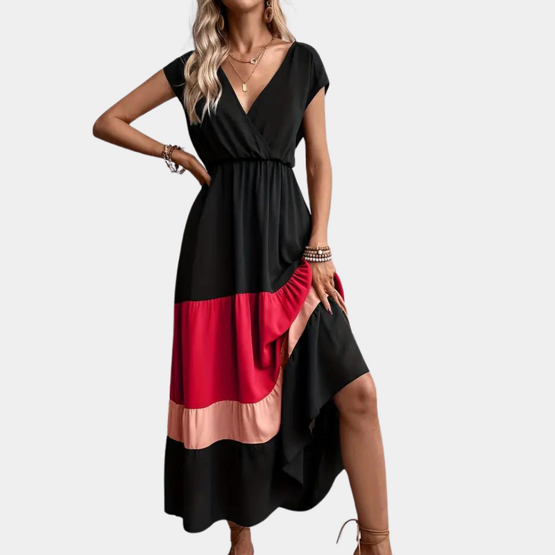 Elegante lässige Damenkleid mit v-hals für jeden Anlass