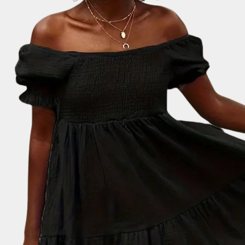 Bequemes lässiges Off-Shoulder Kleid für Damen