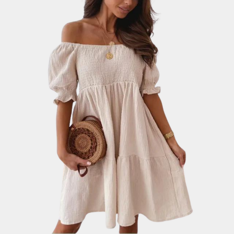 Bequemes lässiges Off-Shoulder Kleid für Damen