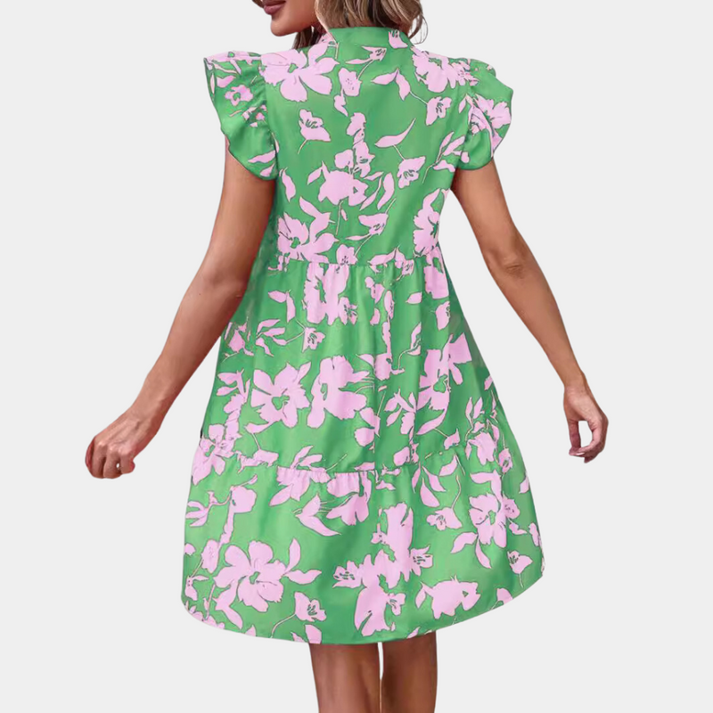 Bequeme und elegante blumige Damenkleid für jeden Anlass