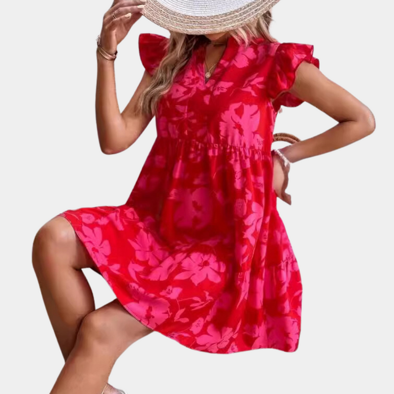 Bequeme und elegante blumige Damenkleid für jeden Anlass