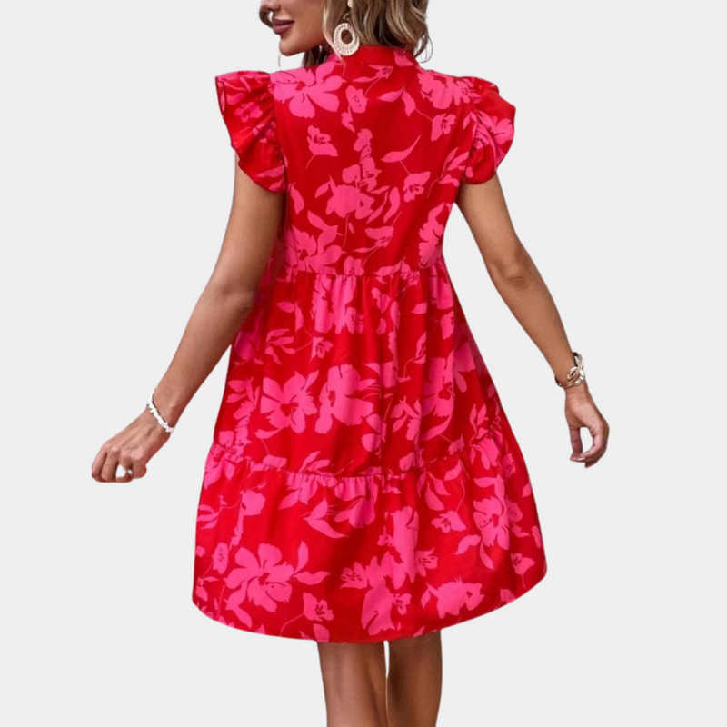 Bequeme und elegante blumige Damenkleid für jeden Anlass