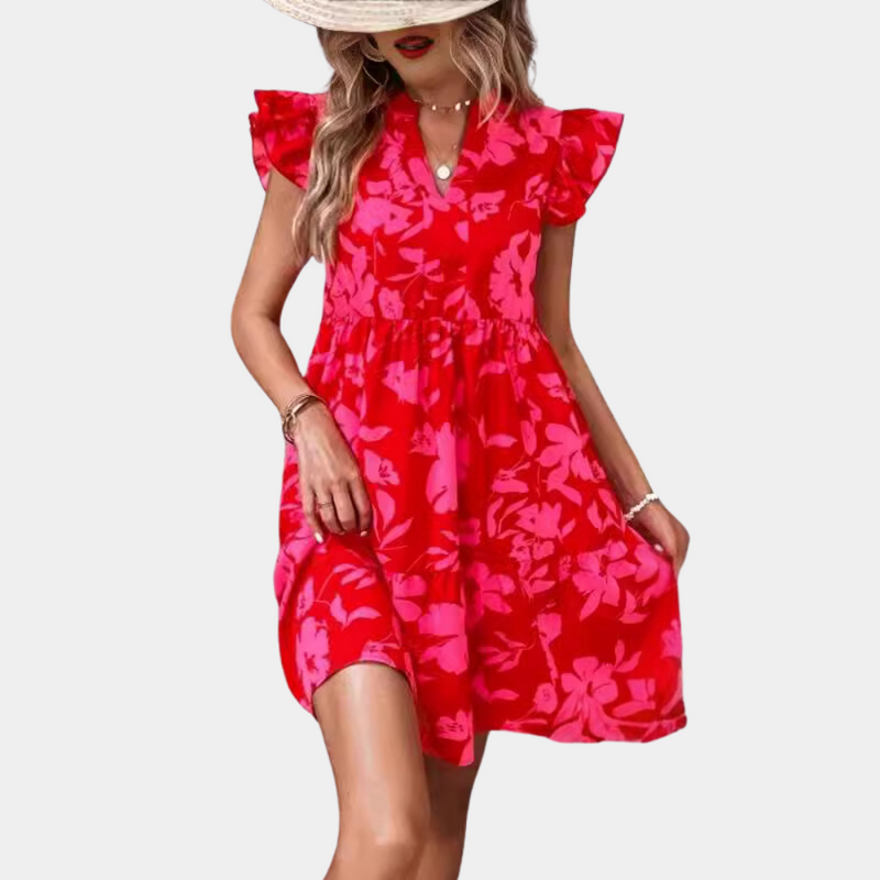 Bequeme und elegante blumige Damenkleid für jeden Anlass
