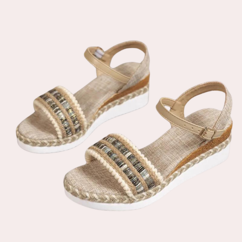Elegante geflochtene Damen-Sandalen mit bequemem Absatz