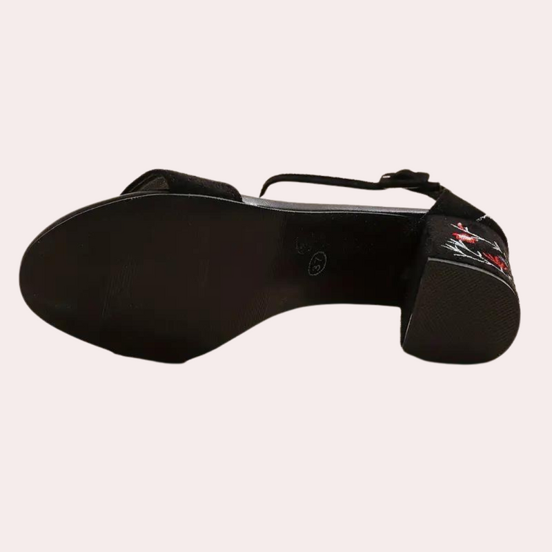Elegante Damensandalen mit Blumenmuster