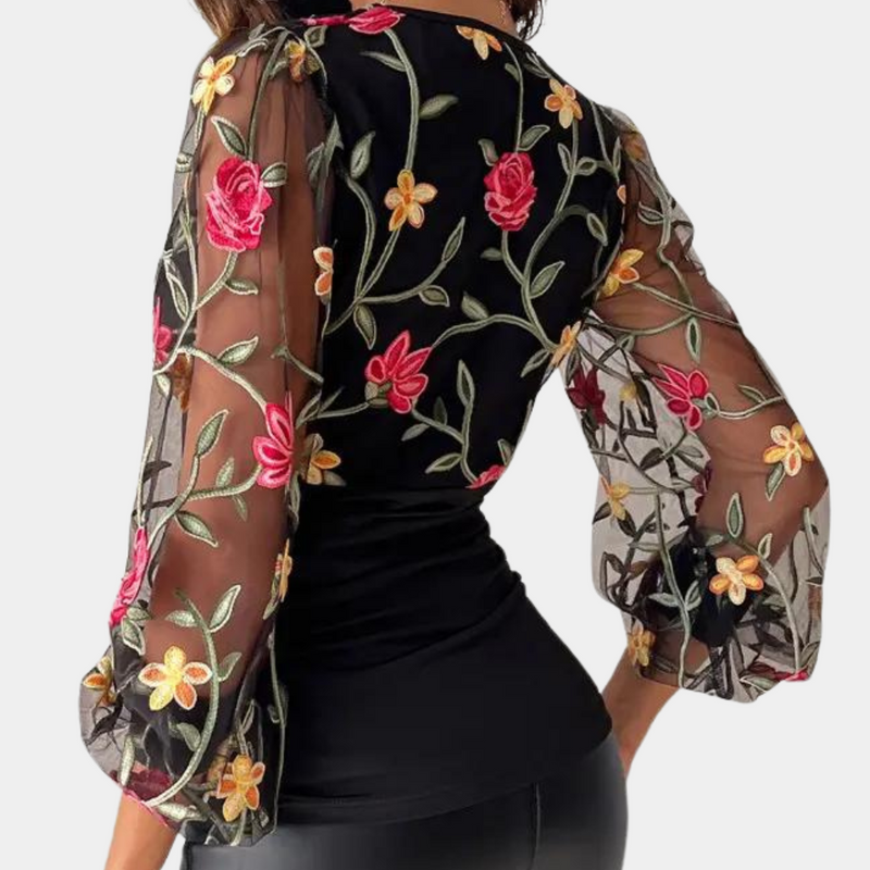 Elegantes Damentop mit floraler Stickerei