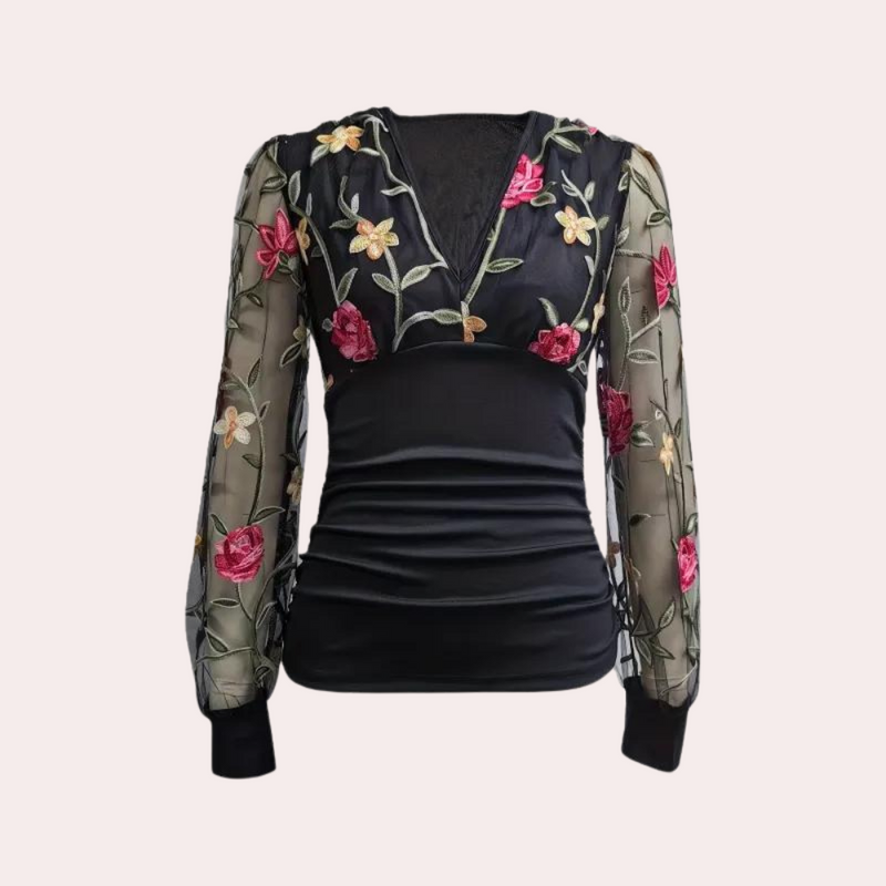 Elegantes Damentop mit floraler Stickerei