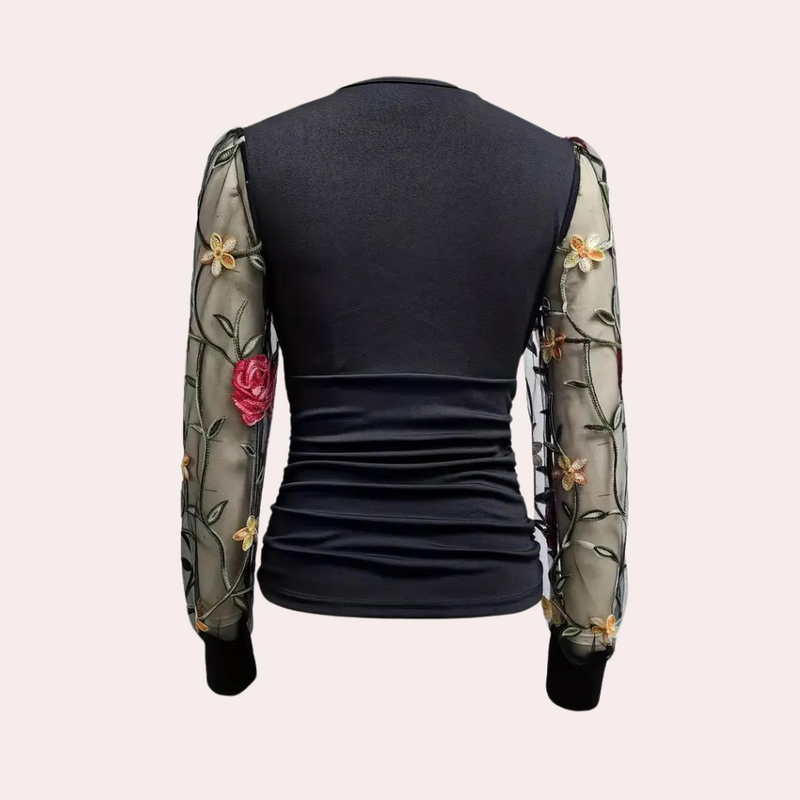 Elegantes Damentop mit floraler Stickerei