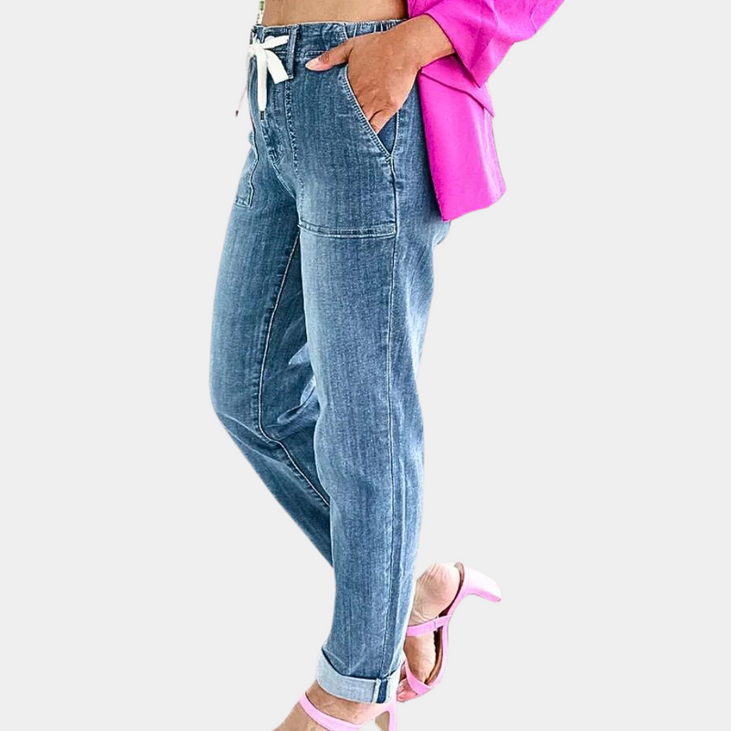 Elegante Damenhose mit hohem Bund und Kordel