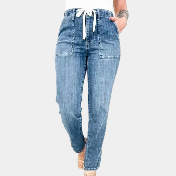 Elegante Damenhose mit hohem Bund und Kordel