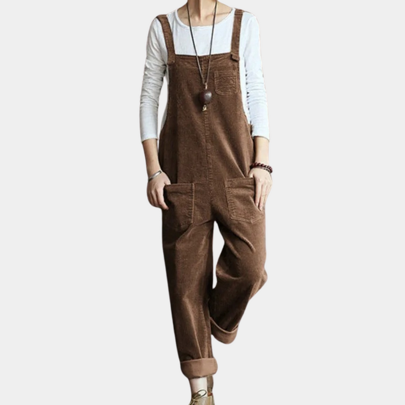 Casual Cord-Knopf-Jumpsuit für Damen