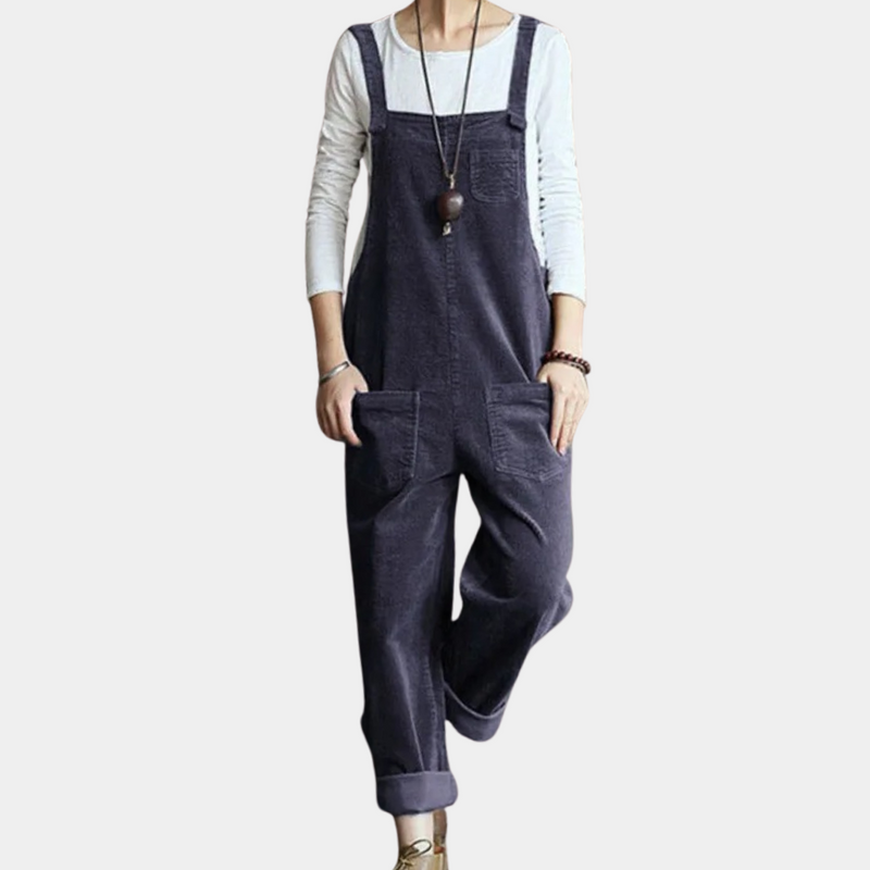 Casual Cord-Knopf-Jumpsuit für Damen