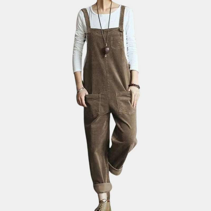 Casual Cord-Knopf-Jumpsuit für Damen